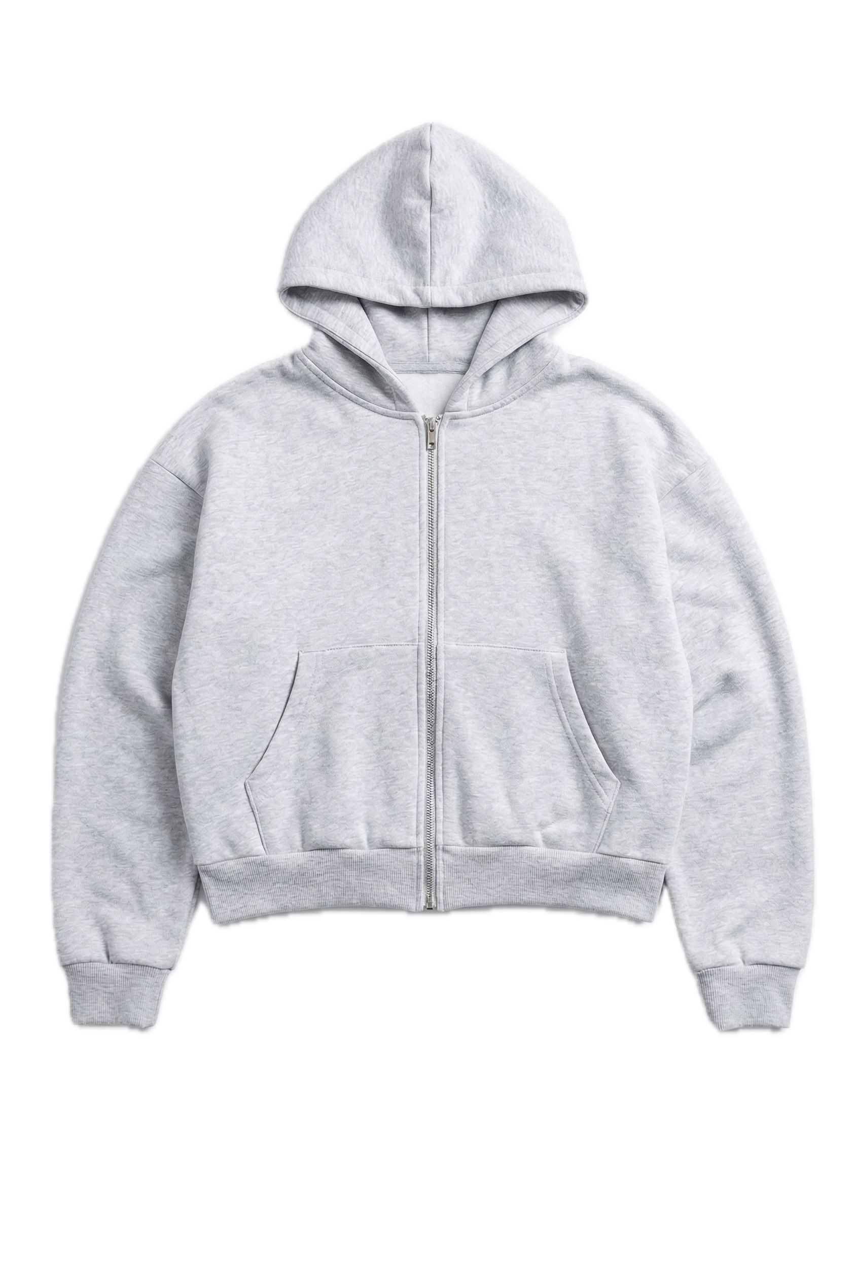 LA Apparel Heavy Fleece Cropped Zip Up in Ash