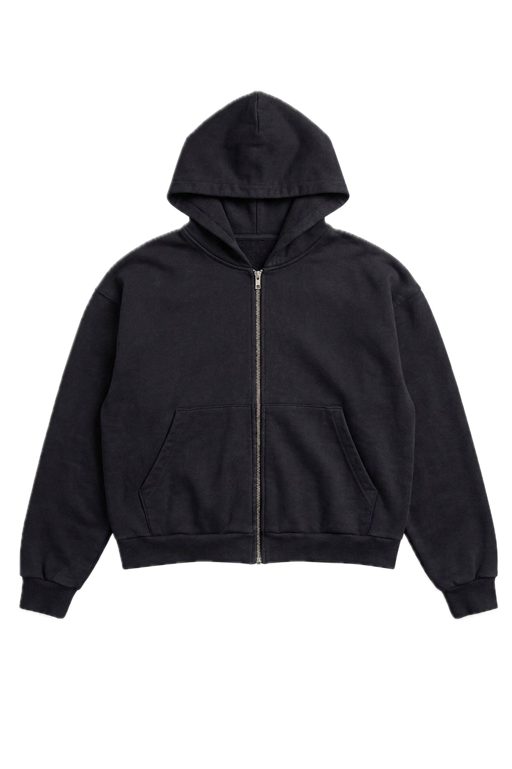 LA Apparel Heavy Fleece Cropped Zip Up in Black