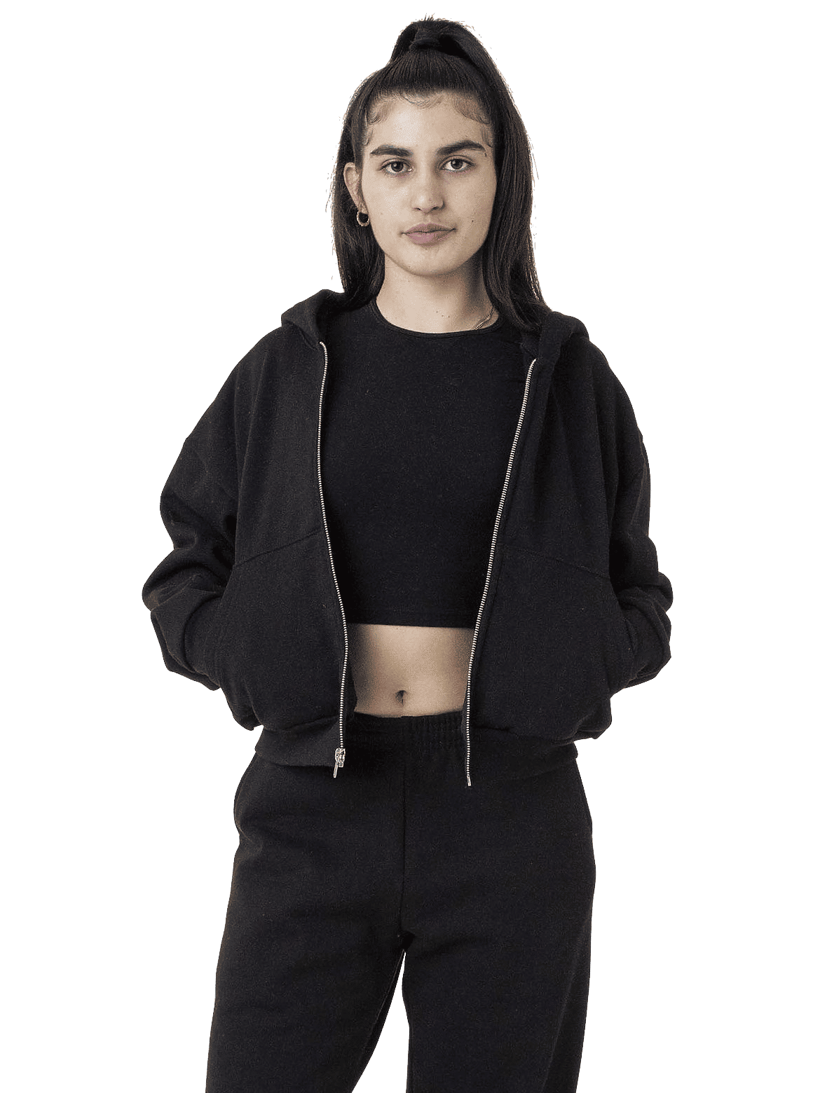 LA Apparel Heavy Fleece Cropped Zip Up