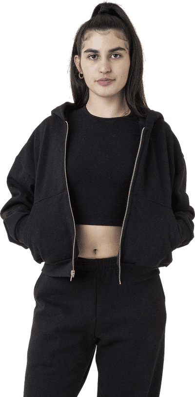 An image of a Custom LA Apparel Heavy Fleece Cropped Zip Up!