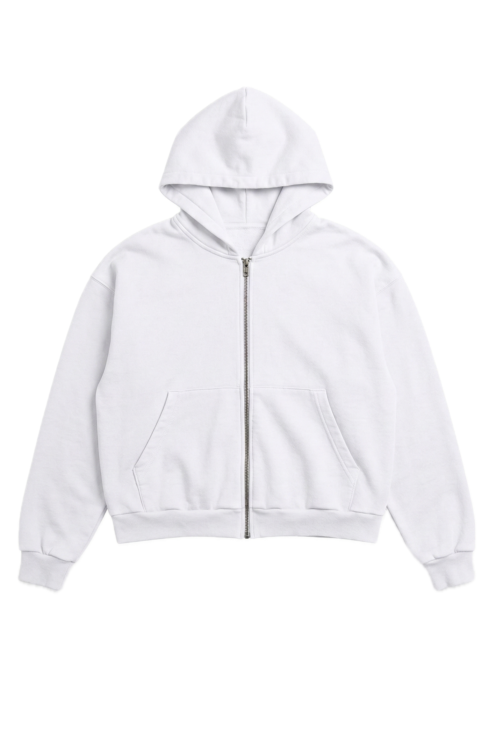 LA Apparel Heavy Fleece Cropped Zip Up in White