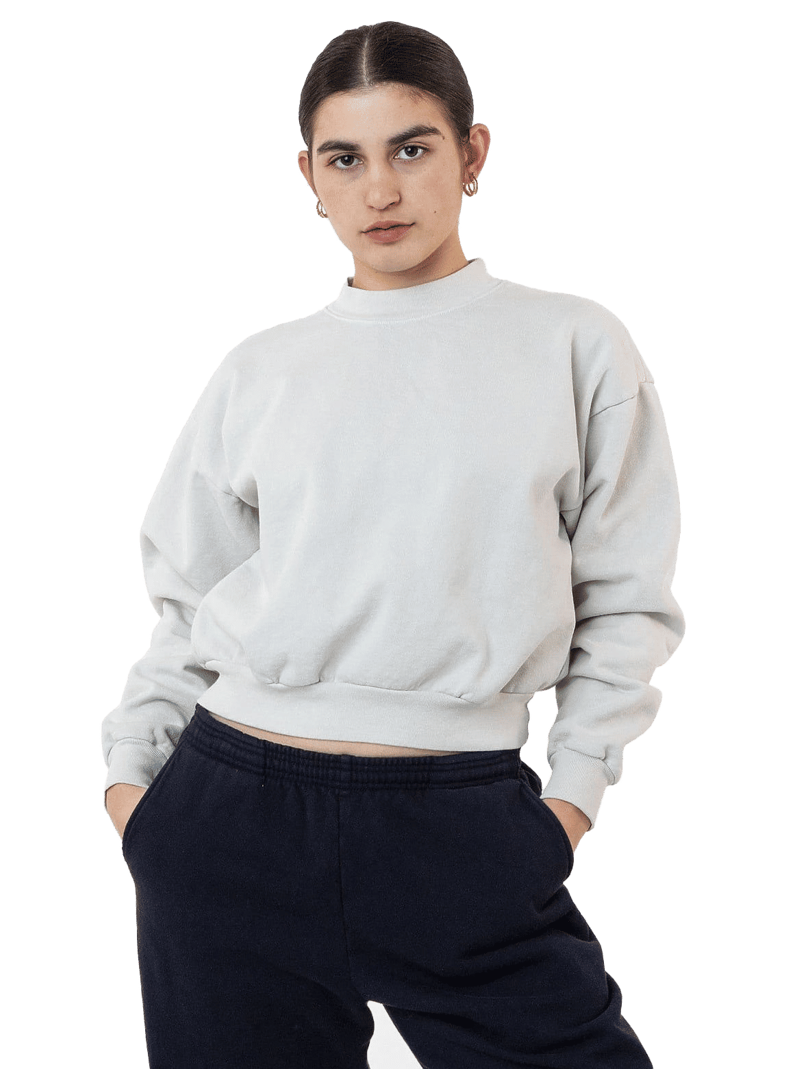 LA Apparel HF Cropped Mock Neck Pullover