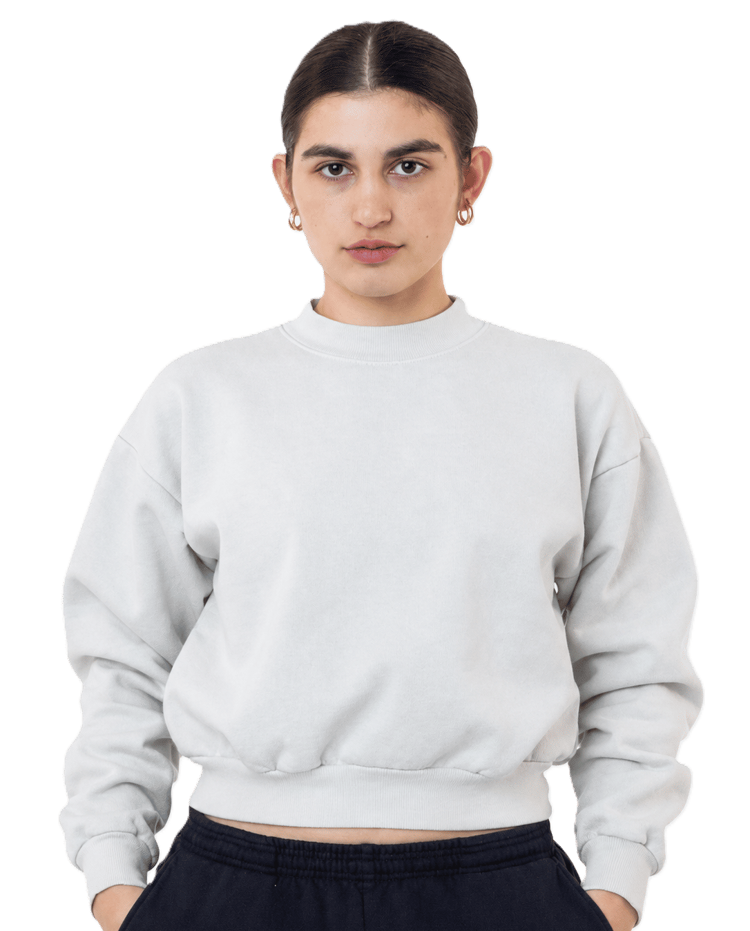 LA Apparel HF Cropped Mock Neck Pullover