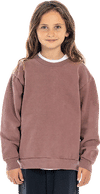 Am image of a Custom LA Apparel Kids Heavy Fleece Crewneck in Mauve!