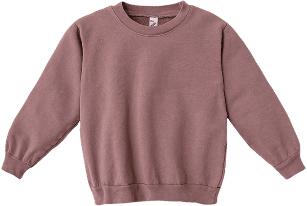 An image of a Custom LA Apparel Kids Heavy Fleece Crewneck in Mauve!
