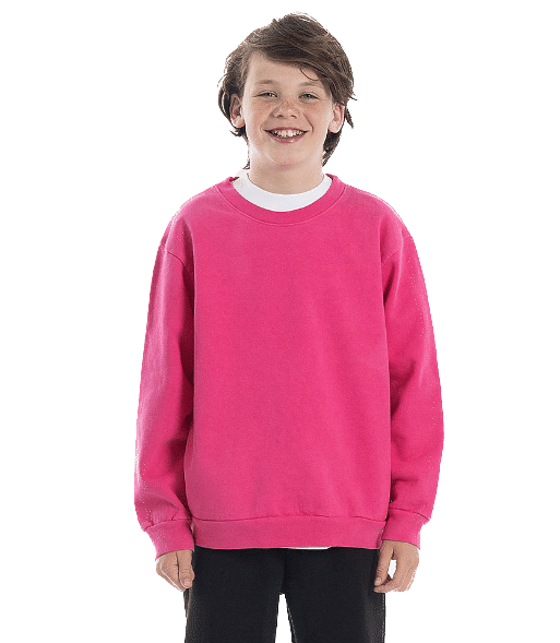 LA Apparel Kids Heavy Fleece Crewneck in Paradise Pink