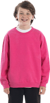Am image of a Custom LA Apparel Kids Heavy Fleece Crewneck in Paradise Pink!