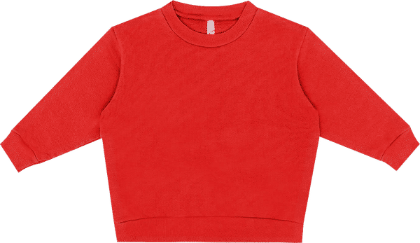 Am image of a Custom LA Apparel Kids Heavy Fleece Crewneck in Tomato!