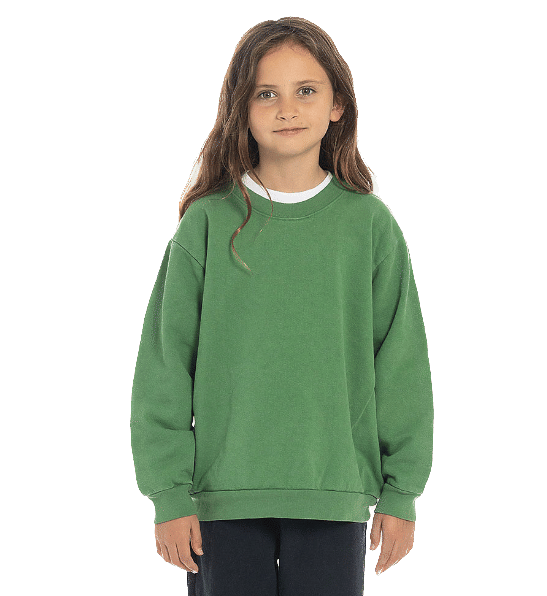 LA Apparel Kids Heavy Fleece Crewneck in Vintage Green