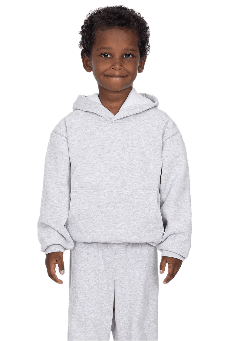 LA Apparel Kids Heavy Fleece Hooded Pullover in Ash