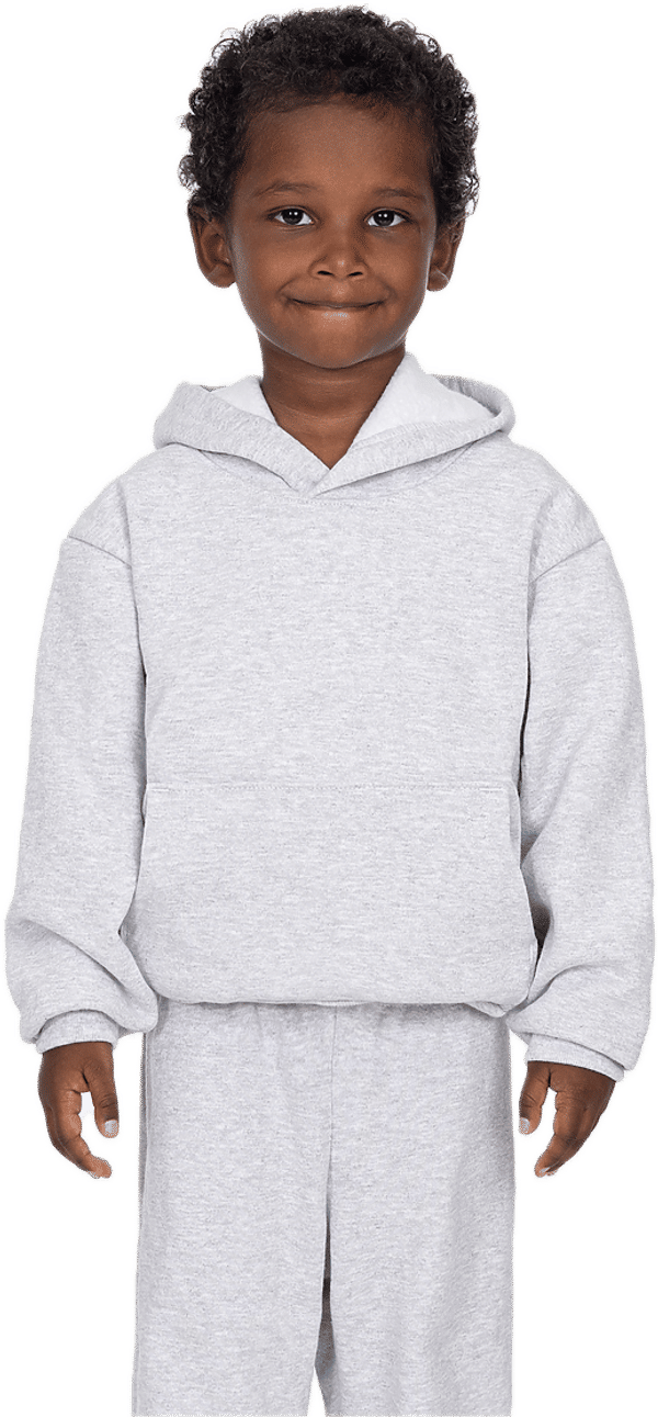 An image of a Custom LA Apparel Kids Heavy Fleece Hooded Pullover in Ash!