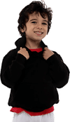 Am image of a Custom LA Apparel Kids Heavy Fleece Hooded Pullover in Black!