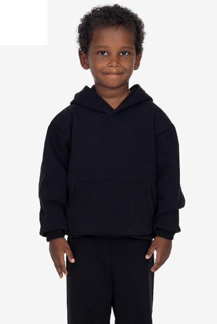LA Apparel Kids Heavy Fleece Hooded Pullover in Black