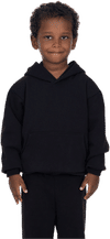 An image of a Custom LA Apparel Kids Heavy Fleece Hooded Pullover in Black!