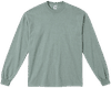 An image of a Custom LA Apparel Long Sleeve Garment Dye Crewneck Shirt in Atlantic Green!