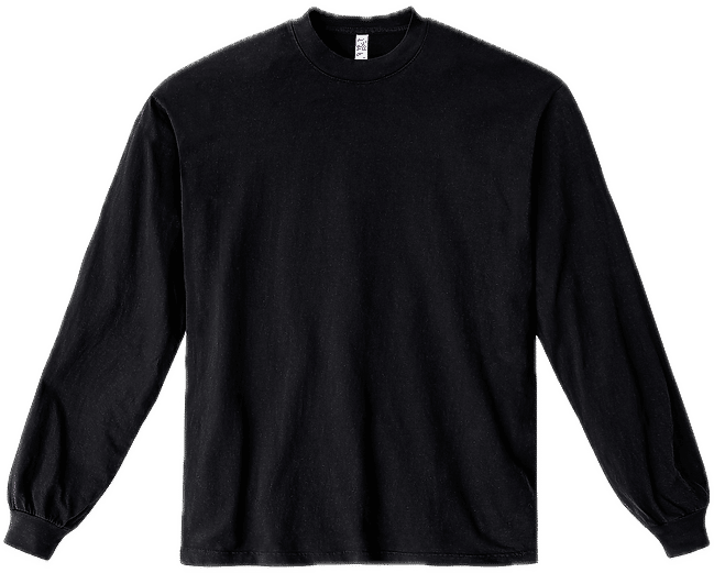 LA Apparel Long Sleeve Garment Dye Crewneck Shirt in Black