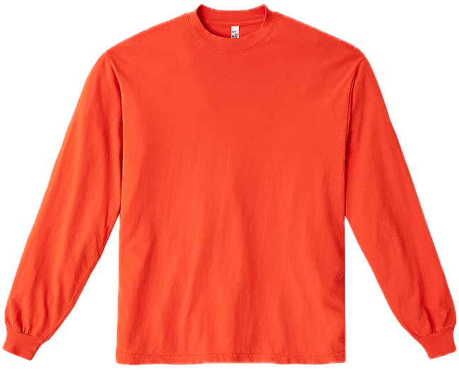 LA Apparel Long Sleeve Garment Dye Crewneck Shirt in Bright Orange