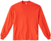 An image of a Custom LA Apparel Long Sleeve Garment Dye Crewneck Shirt in Bright Orange!