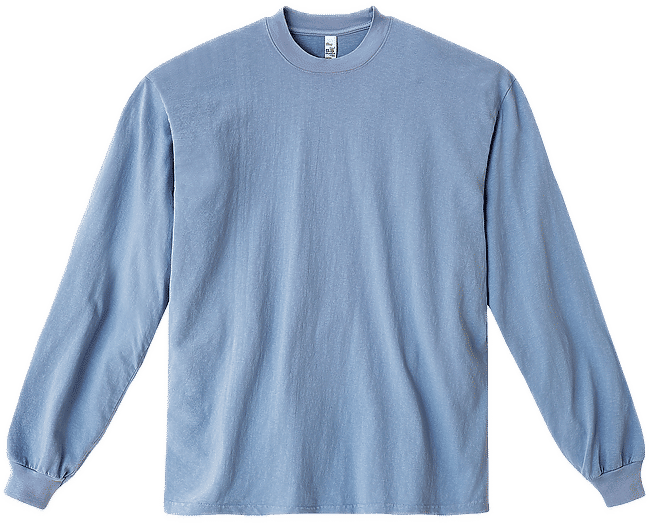 LA Apparel Long Sleeve Garment Dye Crewneck Shirt in Clear Blue