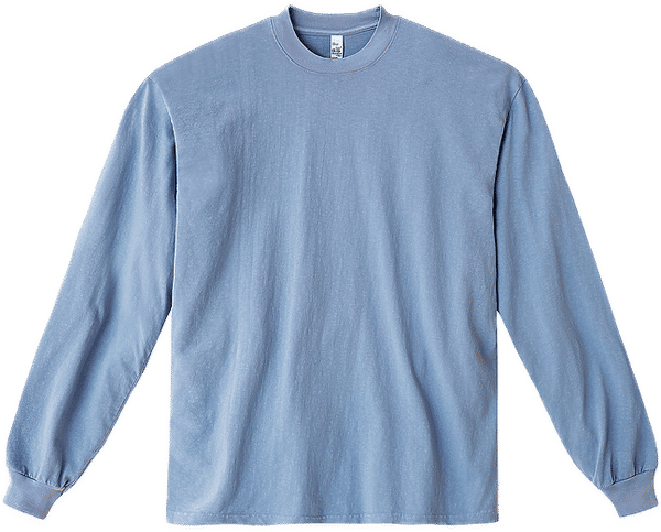 An image of a Custom LA Apparel Long Sleeve Garment Dye Crewneck Shirt in Clear Blue!