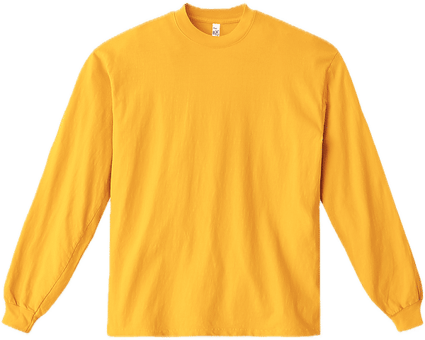An image of a Custom LA Apparel Long Sleeve Garment Dye Crewneck Shirt in Gold!