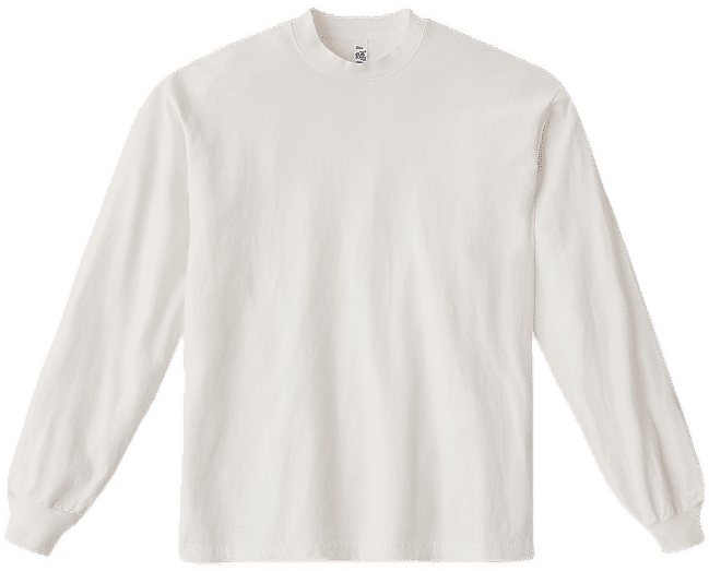 LA Apparel Long Sleeve Garment Dye Crewneck Shirt in Off White