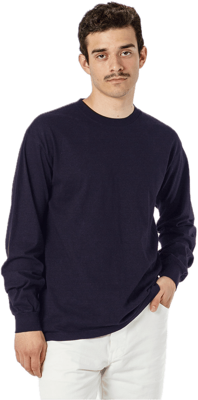 An image of a Custom LA Apparel Long Sleeve Garment Dye Crewneck Shirt!