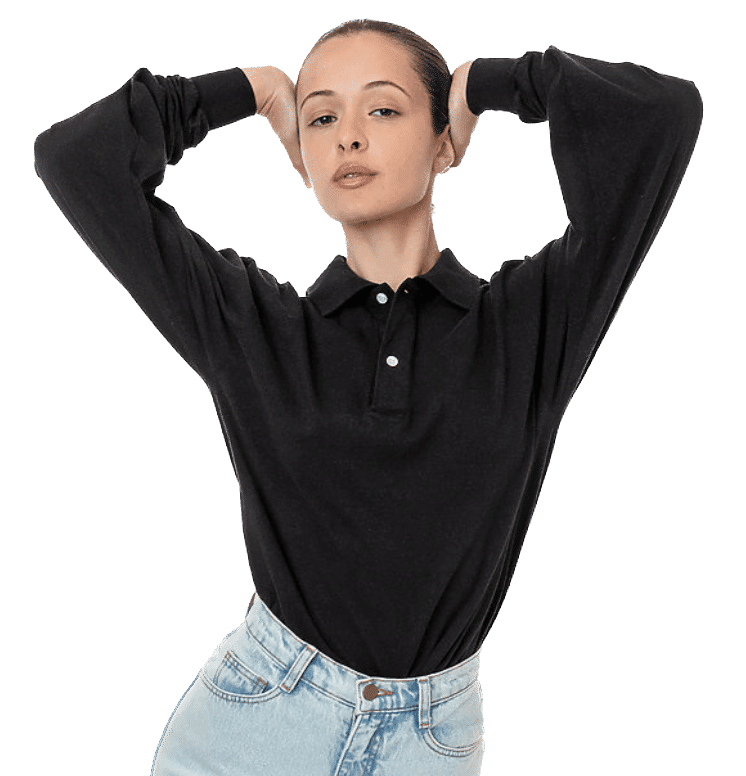 LA Apparel Long Sleeve Polo TShirt in Black