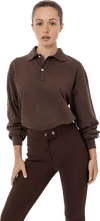 Am image of a Custom LA Apparel Long Sleeve Polo TShirt in Chocolate!