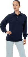 Am image of a Custom LA Apparel Long Sleeve Polo TShirt in Navy!