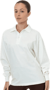 Am image of a Custom LA Apparel Long Sleeve Polo TShirt in Off-White!