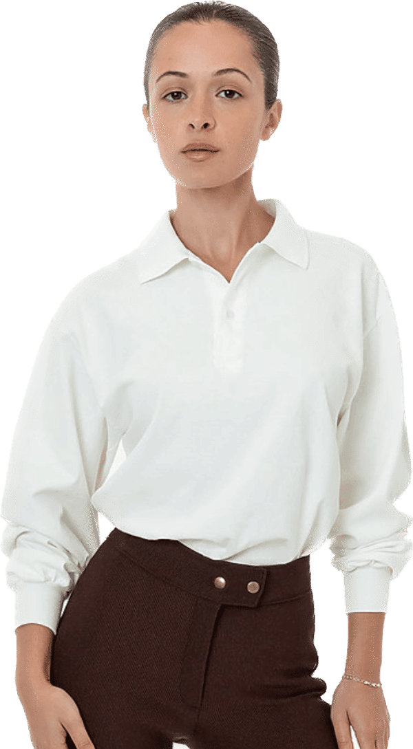 Am image of a Custom LA Apparel Long Sleeve Polo TShirt in White!