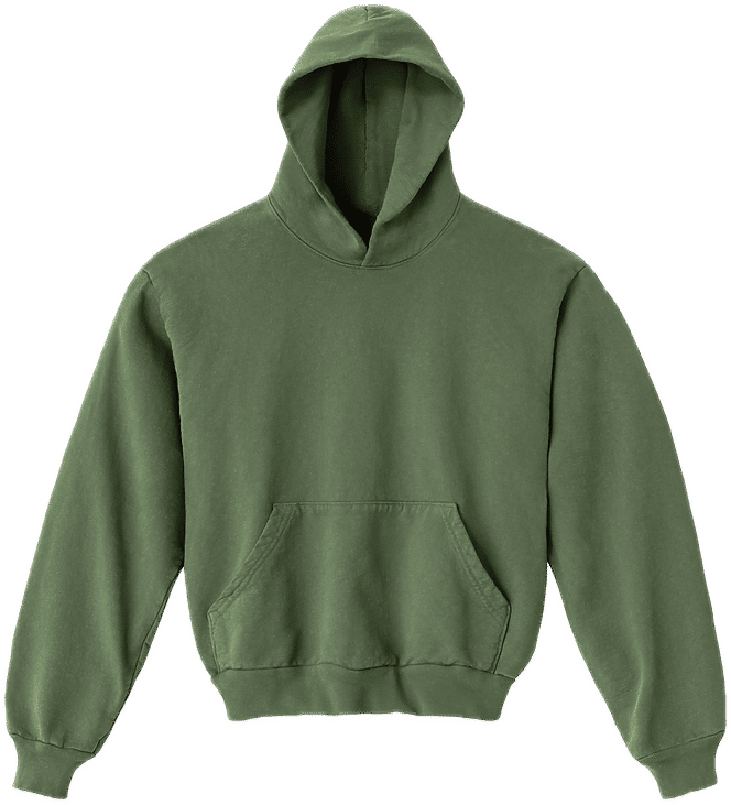 LA Apparel LS Heavy Fleece Hoodie PO 14 Oz in ARMY