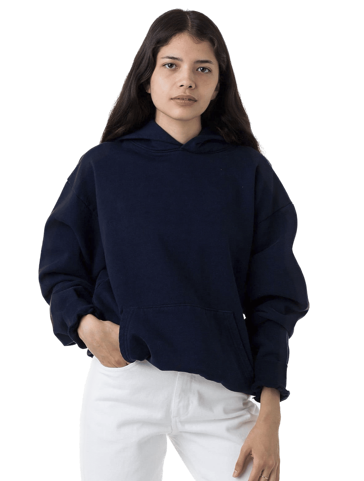LA Apparel LS Heavy Fleece Hoodie PO 14 Oz in NAVY