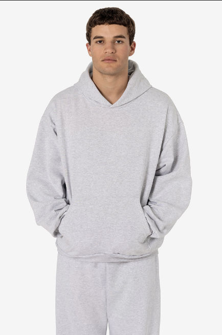 LA Apparel LS Heavy Fleece Hood PO 14 Oz in Ash