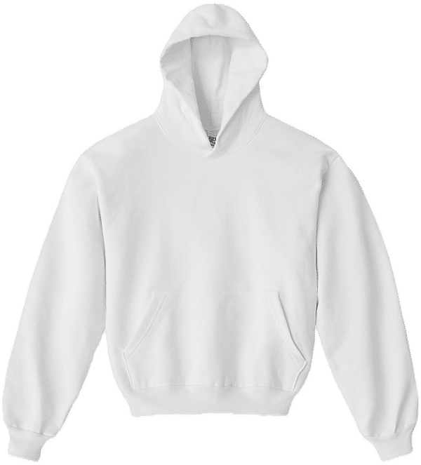 An image of a Custom LA Apparel LS Heavy Fleece Hood PO 14 Oz in White!