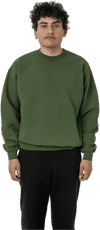 An image of a Custom LA Apparel LS Heavy Fleece PO Crewneck Sweatshirt 14 Oz in Army!