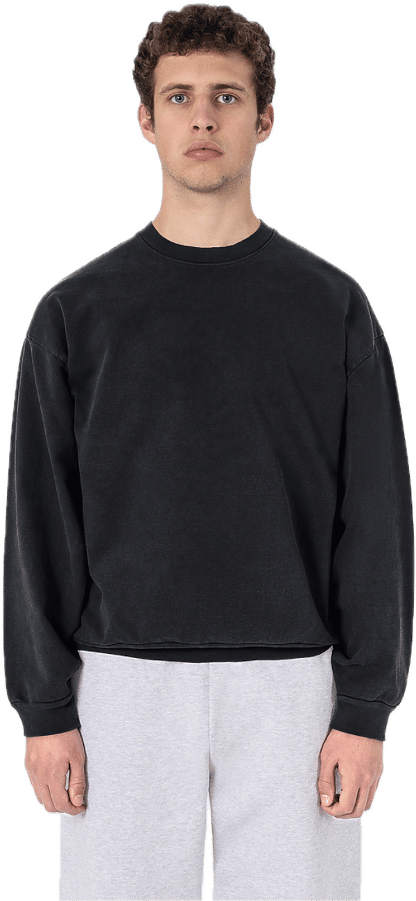 An image of a Custom LA Apparel LS Heavy Fleece PO Crewneck Sweatshirt 14 Oz in Black Edge!