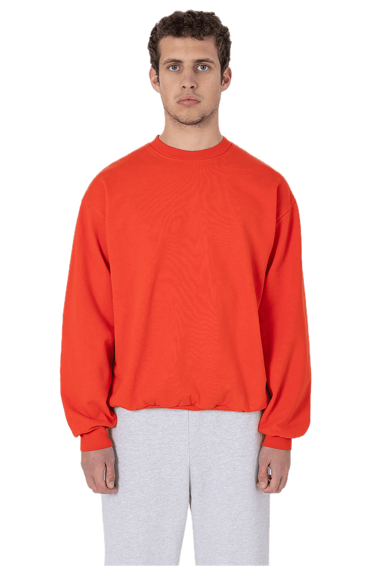 LA Apparel LS Heavy Fleece PO Crewneck Sweatshirt 14 Oz in Bright Orange