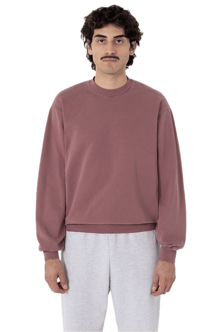 LA Apparel LS Heavy Fleece PO Crewneck Sweatshirt 14 Oz in Mauve