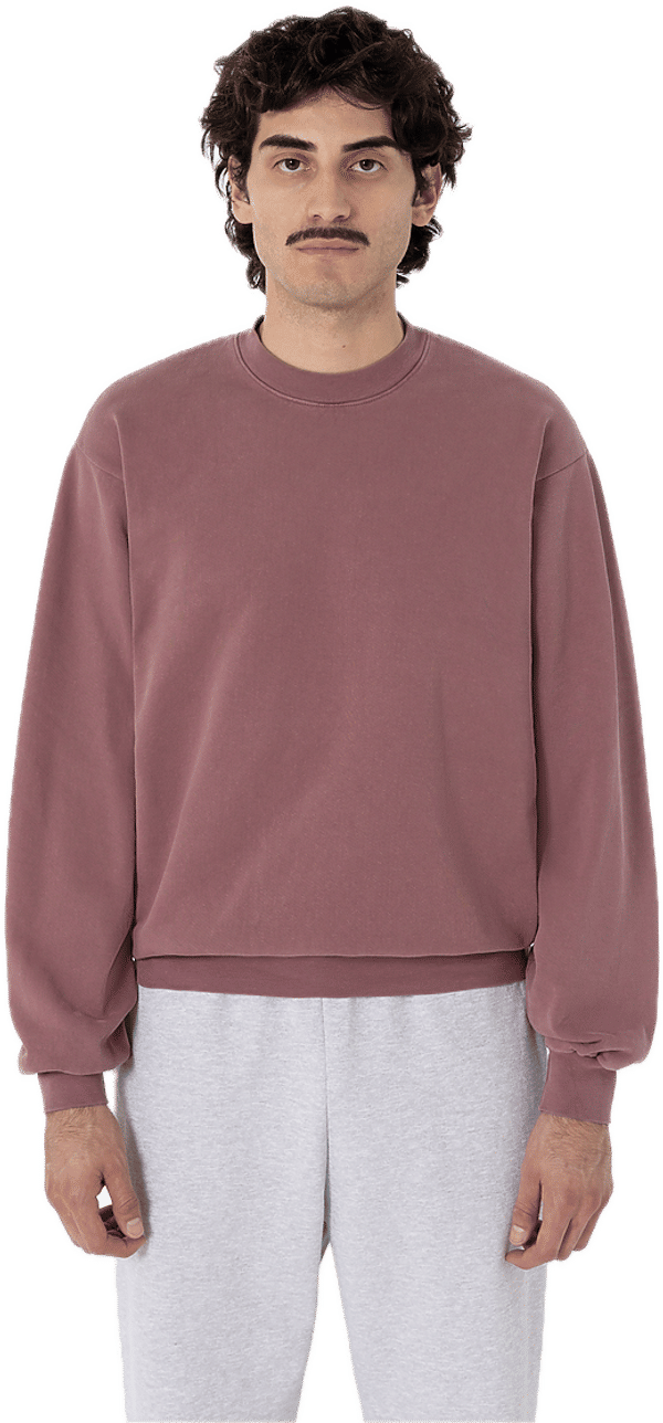 An image of a Custom LA Apparel LS Heavy Fleece PO Crewneck Sweatshirt 14 Oz in Mauve!