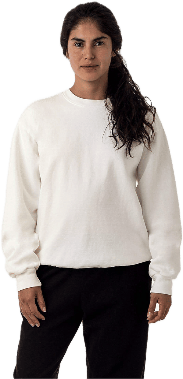 An image of a Custom LA Apparel LS Heavy Fleece PO Crewneck Sweatshirt 14 Oz in Off White!
