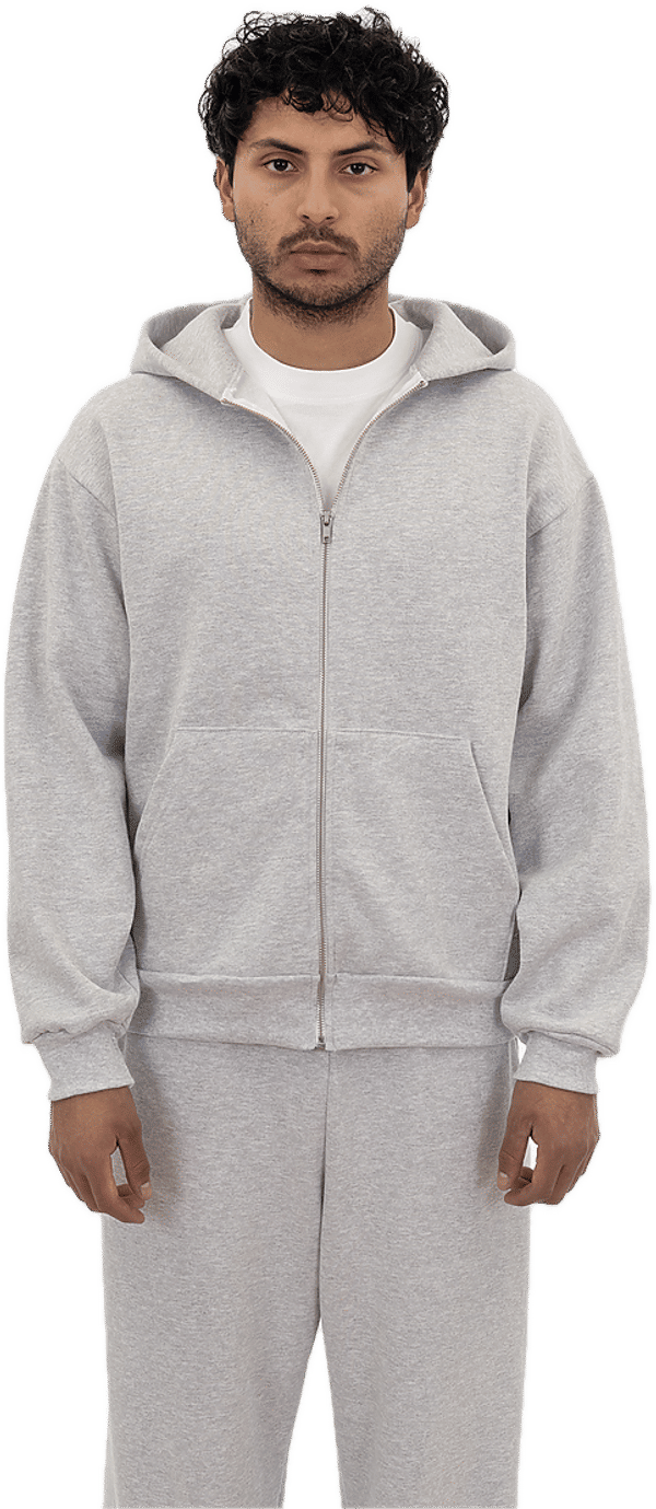 An image of a Custom LA Apparel LS Heavy Fleece Zip Up 14 Oz in Ash!