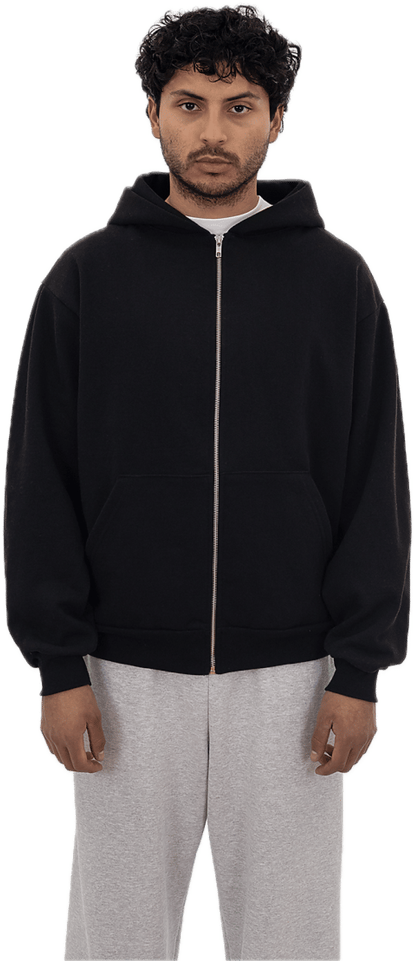 An image of a Custom LA Apparel LS Heavy Fleece Zip Up 14 Oz in Black!