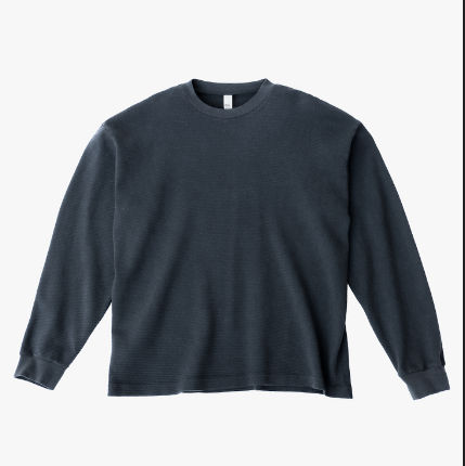 LA Apparel LS Heavy Thermal Crew Neck in Dolphin Blue