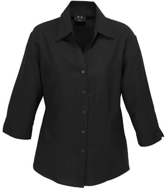 Biz Collection Ladies Plain Oasis 3 Quarters Sleeve Shirt in Black