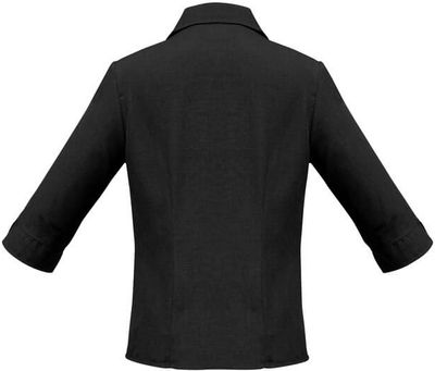 Am image of a Custom Biz Collection Ladies Plain Oasis 3 Quarters Sleeve Shirt in Black!