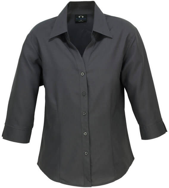Biz Collection Ladies Plain Oasis 3 Quarters Sleeve Shirt in Charcoal