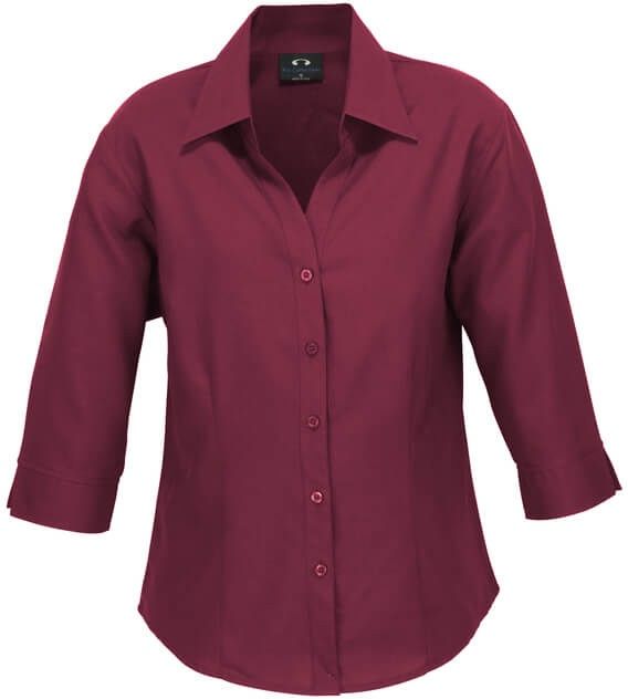 Biz Collection Ladies Plain Oasis 3 Quarters Sleeve Shirt in Cherry