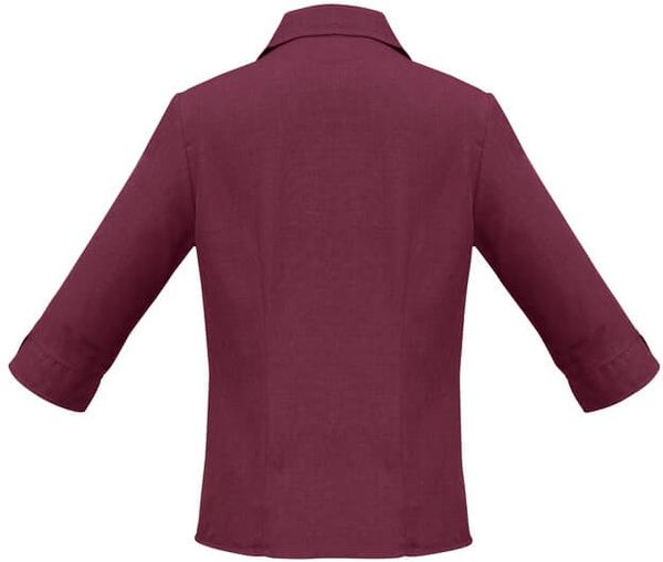 Am image of a Custom Biz Collection Ladies Plain Oasis 3 Quarters Sleeve Shirt in Cherry!